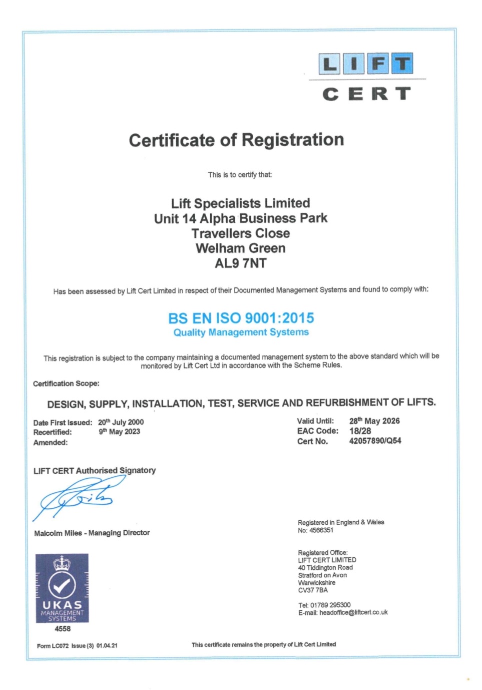 ISO 9001: 2015 Recertification